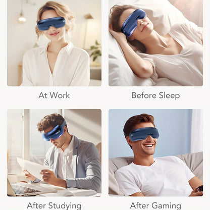 Eye Massager with Heat SKG E3 PRO Portable - Music Playback Built-In Vision Window Eye Relaxation Mask for Eye Strain Fatigue Relief, Heated Eye Massager Gift for Men & Women, Blue