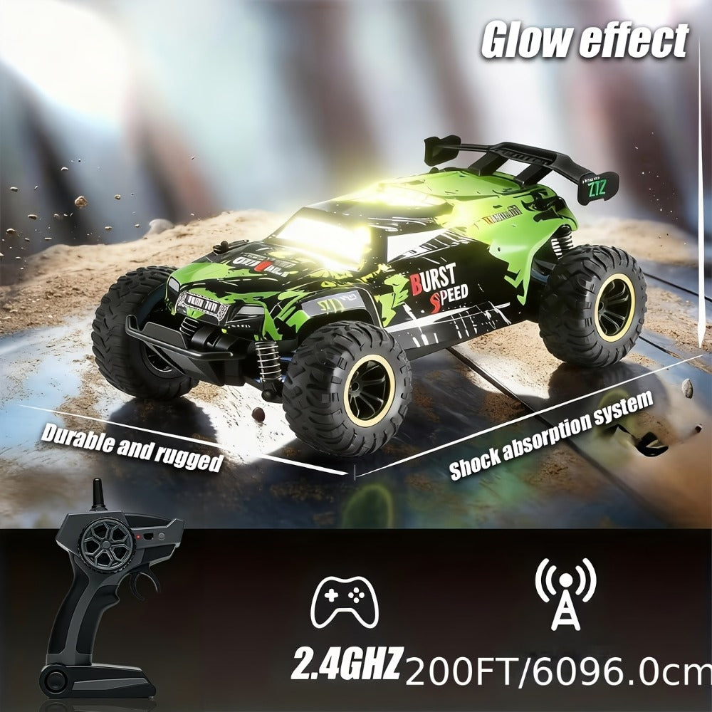 4WD RC Monster Truck for Kids with LED Lights High-Speed All-Terrain Remote Control Off-Road Car Toy for Boys Girls Ages 6+ – Outdoor Backyard Racing Birthday Christmas Gift