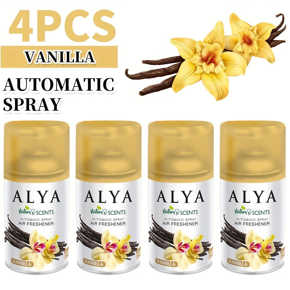 Automatic Spray Air Freshener Refill 8.45oz 1pc or 4pcs - 6 Scents Lavender Vanilla Cool Linen Ocean Mixed Berries Magnolia, Odor Fighting Room Spray for Car Office Home Bathroom Kitchen Fabric Closet