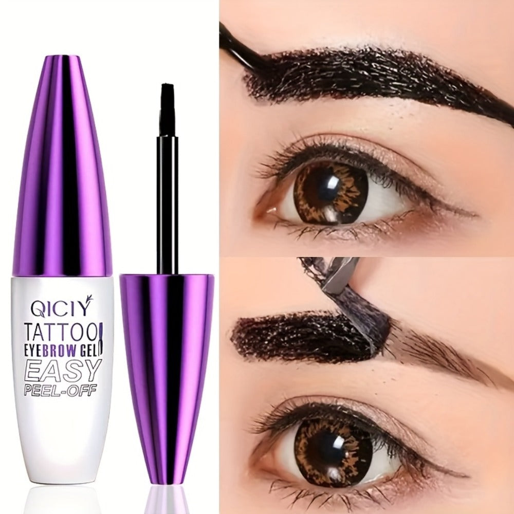 Eyebrow Tint Gel 4-Pack Semi-Permanent Tattoo Brow Gel Waterproof Peel-Off — Long-Lasting with Plant-Based Squalane, 4 Shades for All Skin Types, Defined Natural Brows