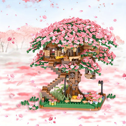 Sakura Cherry Blossom Tree House Building Blocks 1020-2028pcs – DIY Mini Brick Assembly Collectible Display Model, Relaxing Creative Gift for Adults Teens Girls Boys, Birthday Christmas Home Decor