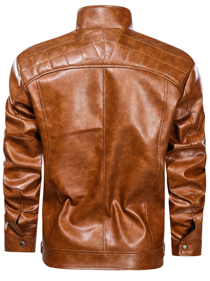 Men's Lightweight Faux Leather Zip-Up Jacket