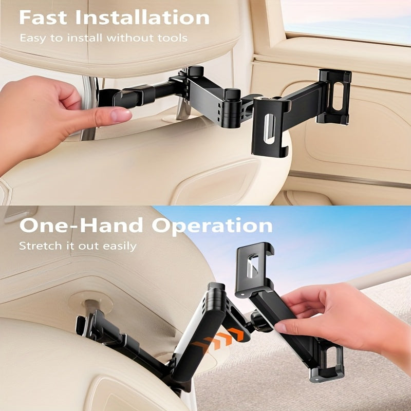 [Three In One Car Headrest Bracket] 360 Degree Rotation Adjustable, Suitable for 4.7 to 11 Inches, Car Phone Accessories, Rear Headrest, Extendable 360 ° Rotation Phone Bracket, Tablet Bracket, Car Seat, Rear Headrest Mounting Bracket