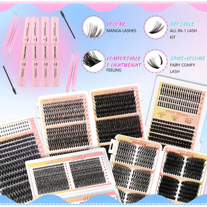 DIY Lash Clusters Gift Set 30D-100D Mixed Length Soft Fluffy Volume Cluster Lashes with Tweezers & Mascara Wands – Natural to Glam Look, Perfect Beauty Gift for Her & Mom