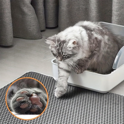 Cat Litter Mat Honeycomb Double Layer - Waterproof Urine-Proof Washable Litter Trapping Mat, Reduces Scatter & Easy to Clean, 2 Sizes & 3 Colors for Indoor Cats