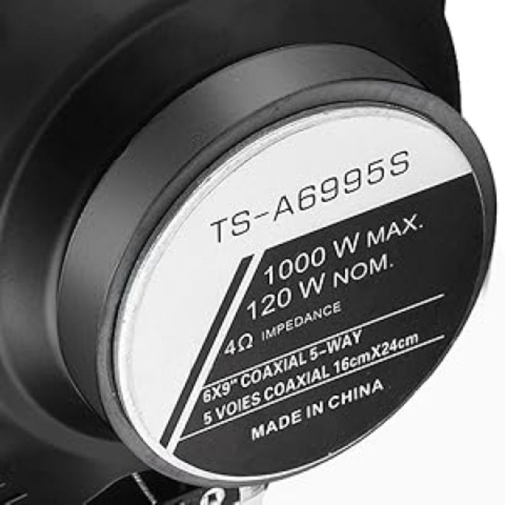 6x9 Inch 5-Way Coaxial Car Speakers Pair – 1000W Peak 120W RMS 4 Ohm with PEI Dome Tweeters, Full Range Stereo Audio, Easy Drop-In Replacement for Cars & Trucks