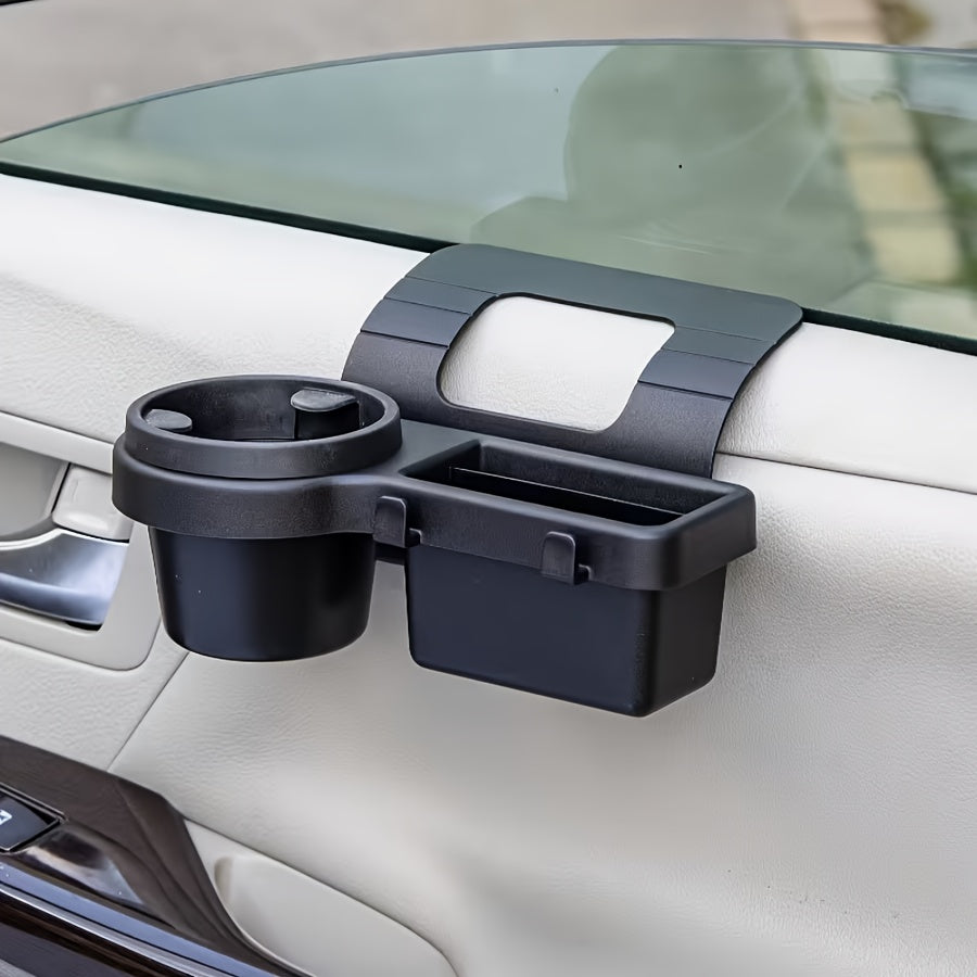 A Versatile Rear Seat Storage Rack for Cars, Made of ABS Material, Featuring Two Hooks, a Phone Holder, And a Cup Holder. This Space-Efficient In-Car Storage Solution Is Perfect for Drinks, Keys, Phones, And Snacks