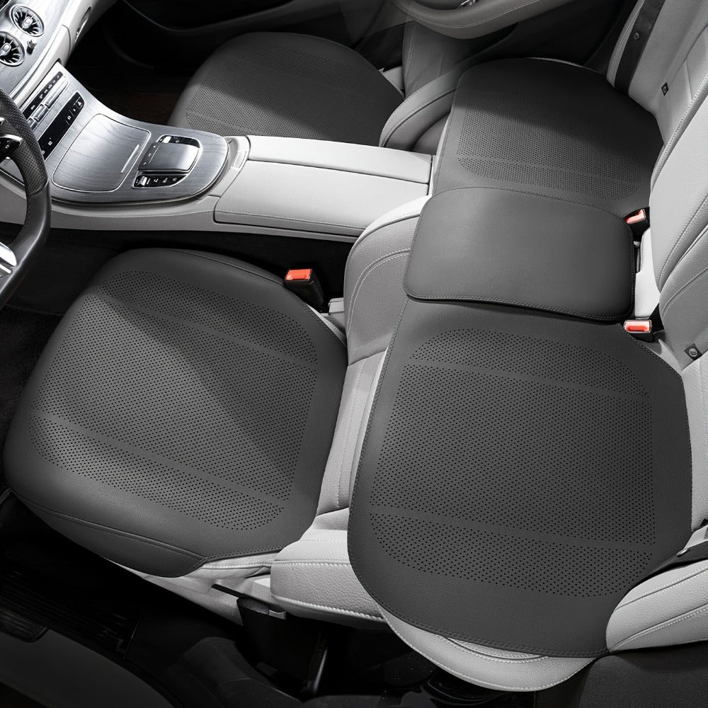 Nappa Leather Car Seat Cushion Full Surround – Non-Slip Breathable All-Season Seat Pad, Front & Rear Universal Fit for Cars SUVs, Luxury Interior Seat Cover
