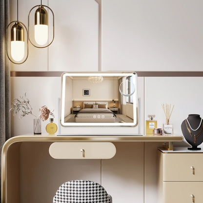 Lighted Makeup Mirror with 5X Magnification - LED Vanity Mirror with 3-Color Adjustable Lighting, Smart Touch Control, 360° Rotation, Tabletop Illuminated Mirror for Dressing Table, Makeup Desk & Bathroom