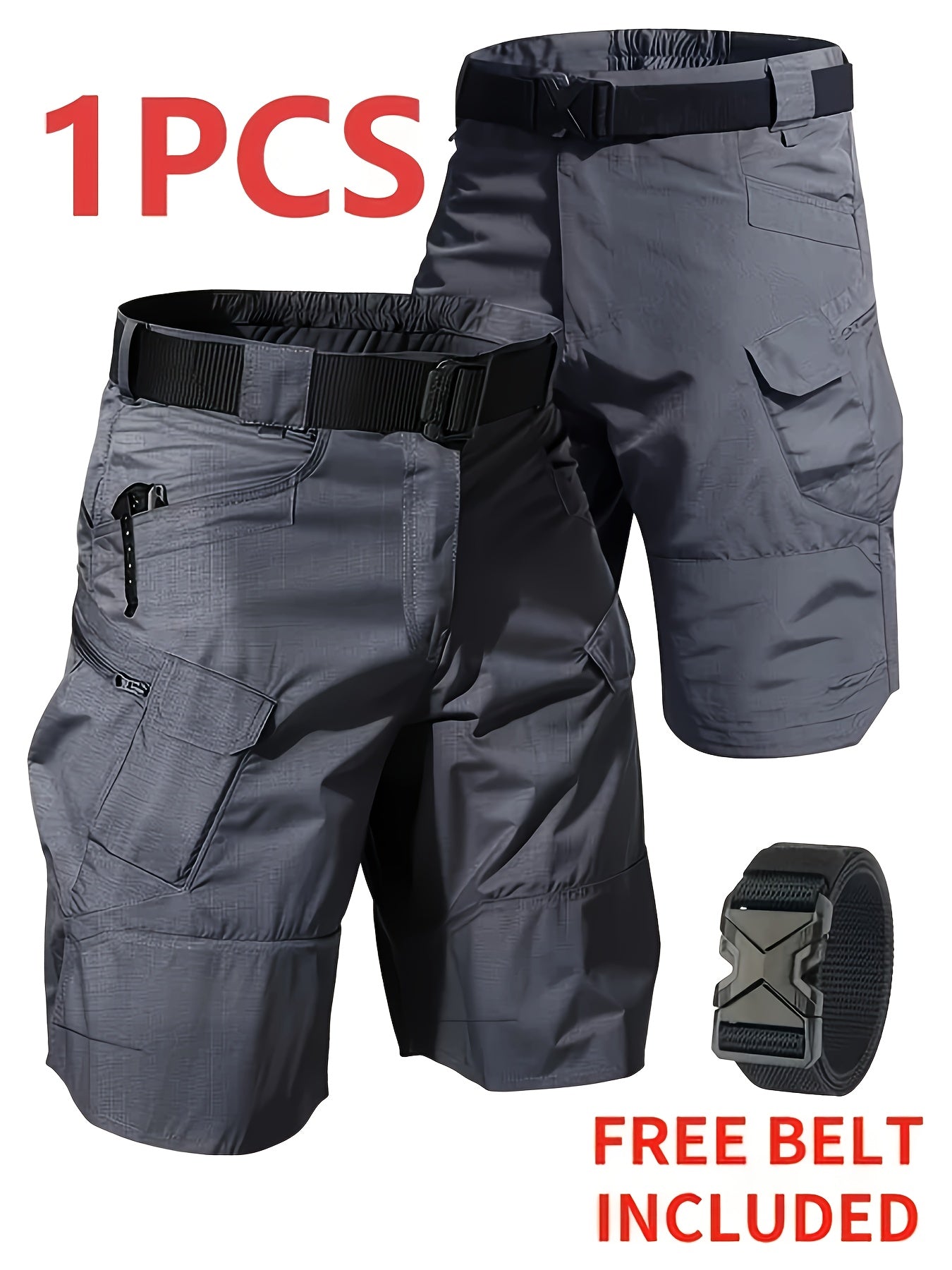 Men's Black Polyester Cargo Shorts - product view 12