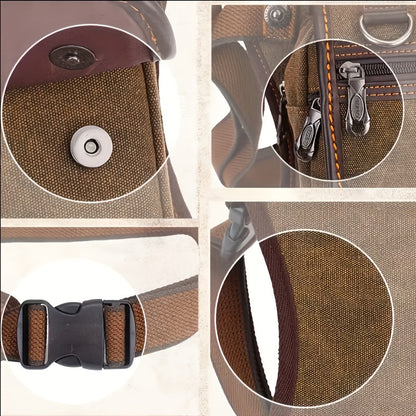 Vintage Canvas Sling Bag for Men Multifunctional Crossbody Chest Bag Waist Bag Shoulder Bag Leg Bag Hiking Outdoor Sports Travel Bag Adjustable Strap Dark Brown