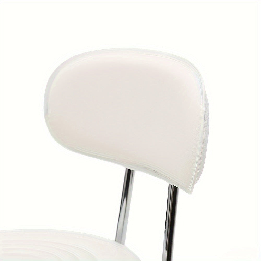 PU Leather Salon Stool with Back & 360° Swivel – Adjustable Height 18.9"-22.8" Round Cushion Chrome Base White Salon Chair for Nail Tech, Esthetician & Beauty Studio