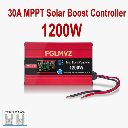 [Solar Boost Controller] 30A MPPT Solar Boost Controller, Max Solar Panel Input 30A 1200W, Max Output Current 15A. Compatible With Lead-Acid Batteries, Gel Batteries And Lithium Batteries. For Charging Golf Cart Batteries, Electric Bicycles, Electric Scoo