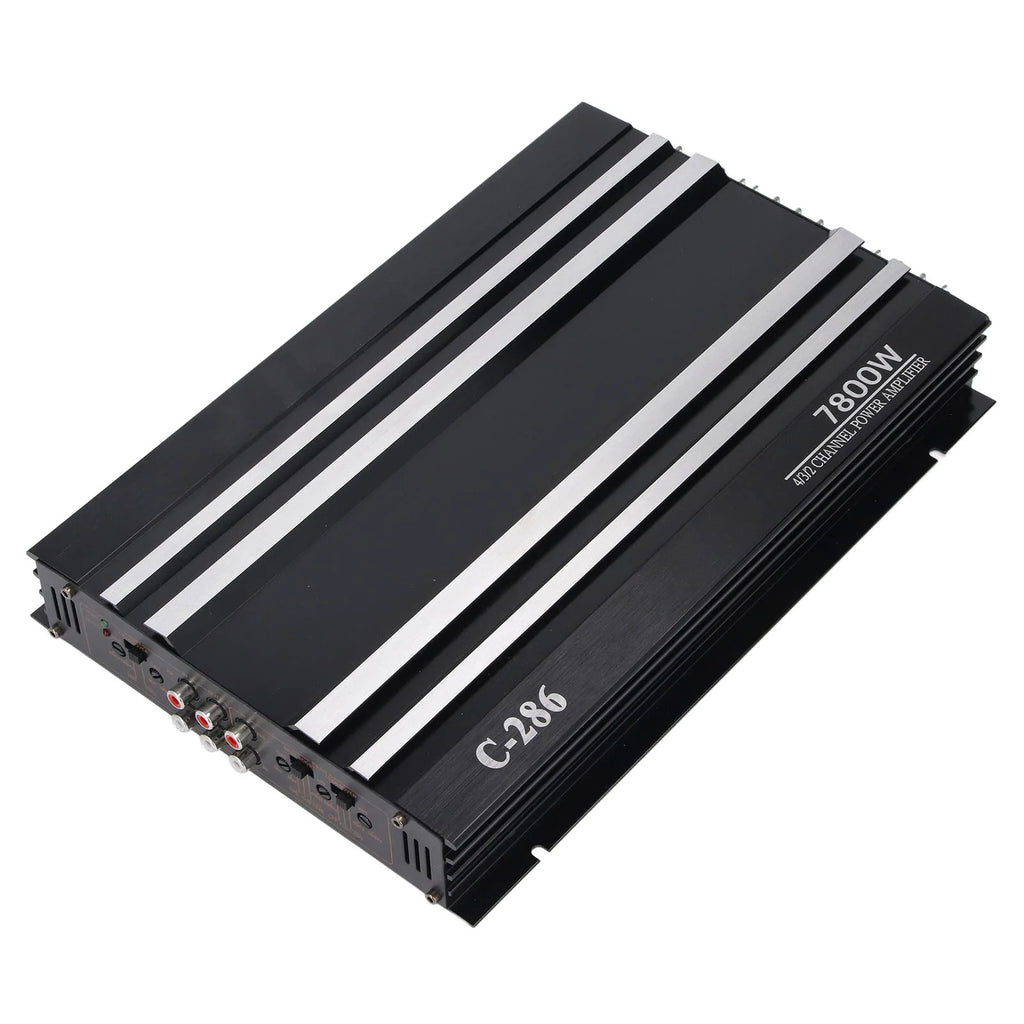 Car Stereo Amp Car Amplifier | 7800W 4 Channels A/B Class | Aluminum Alloy Pure Bass Power Amp for 12V Truck Boat UTV Motorcycle.