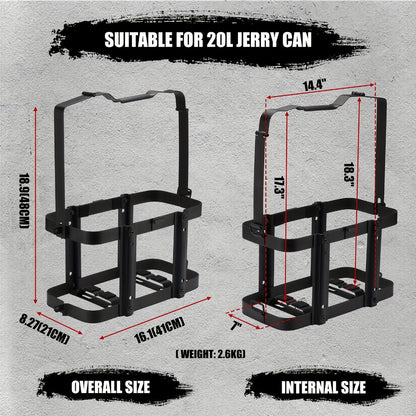 Jerry Can Holder Mount 5 Gallon 20L NATO Style Steel Gas Can Lockable Mounting Bracket for Jeep Truck RV Motorcycle Overlanding Camping Off-Road Universal Fit
