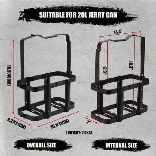 Jerry Can Holder Mount 5 Gallon 20L NATO Style Steel Gas Can Lockable Mounting Bracket for Jeep Truck RV Motorcycle Overlanding Camping Off-Road Universal Fit