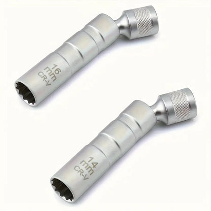 Magnetic Spark Plug Socket Set 14mm 16mm Universal 1/2 Inch Drive Alloy Steel Spark Plug Removal Tool with 3/8 Inch Drive Ratchet Wrench for Car Engine Repair