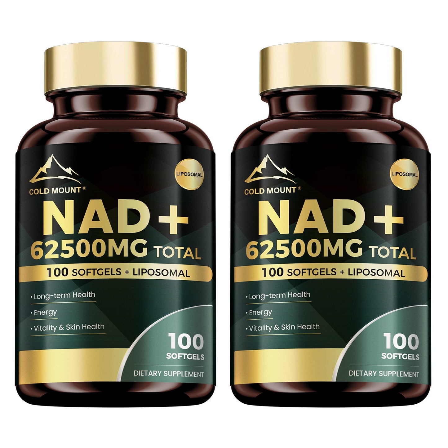 NAD+ Supplement 62500mg with Nicotinamide Riboside & Trans-Resveratrol — Healthy Aging, Brain Health, Memory & Focus Support | Sirtuin Activator | 100 Softgels 50-Day Supply | 1-3 Bottle Options