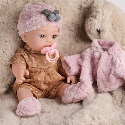 Bunny Ear Baby Doll 12 Inch Pink – Fluffy Bunny Ears Soft PVC Realistic Newborn Comfort Doll, Cute Plush Toy for Boys & Girls Ages 3+, Birthday Easter Holiday Gift for Kids