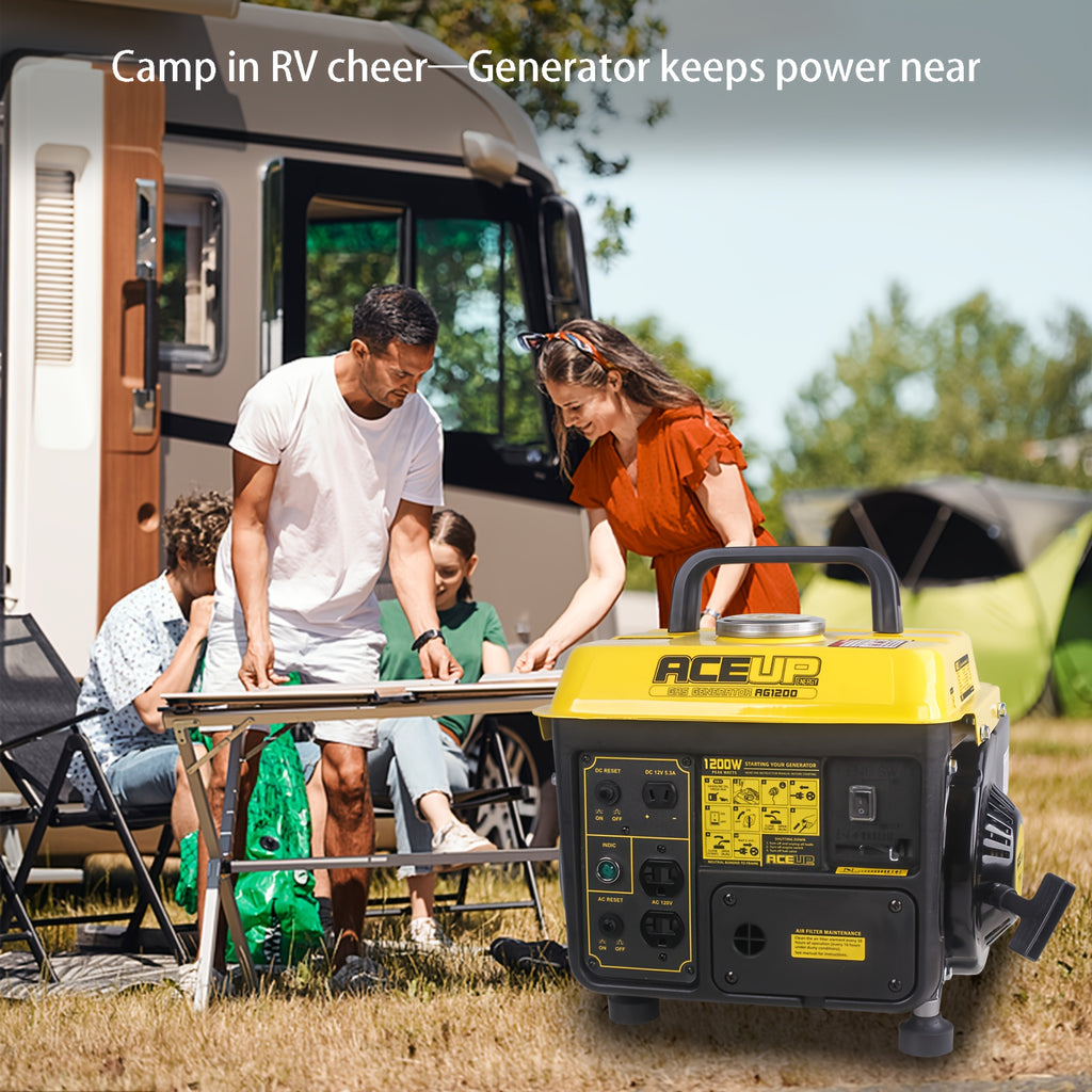 Aceup Energy 1200W Gas Powered Generator, Small Portable Low Noise for RV, Camping, 1200W Peak, 900W Rated