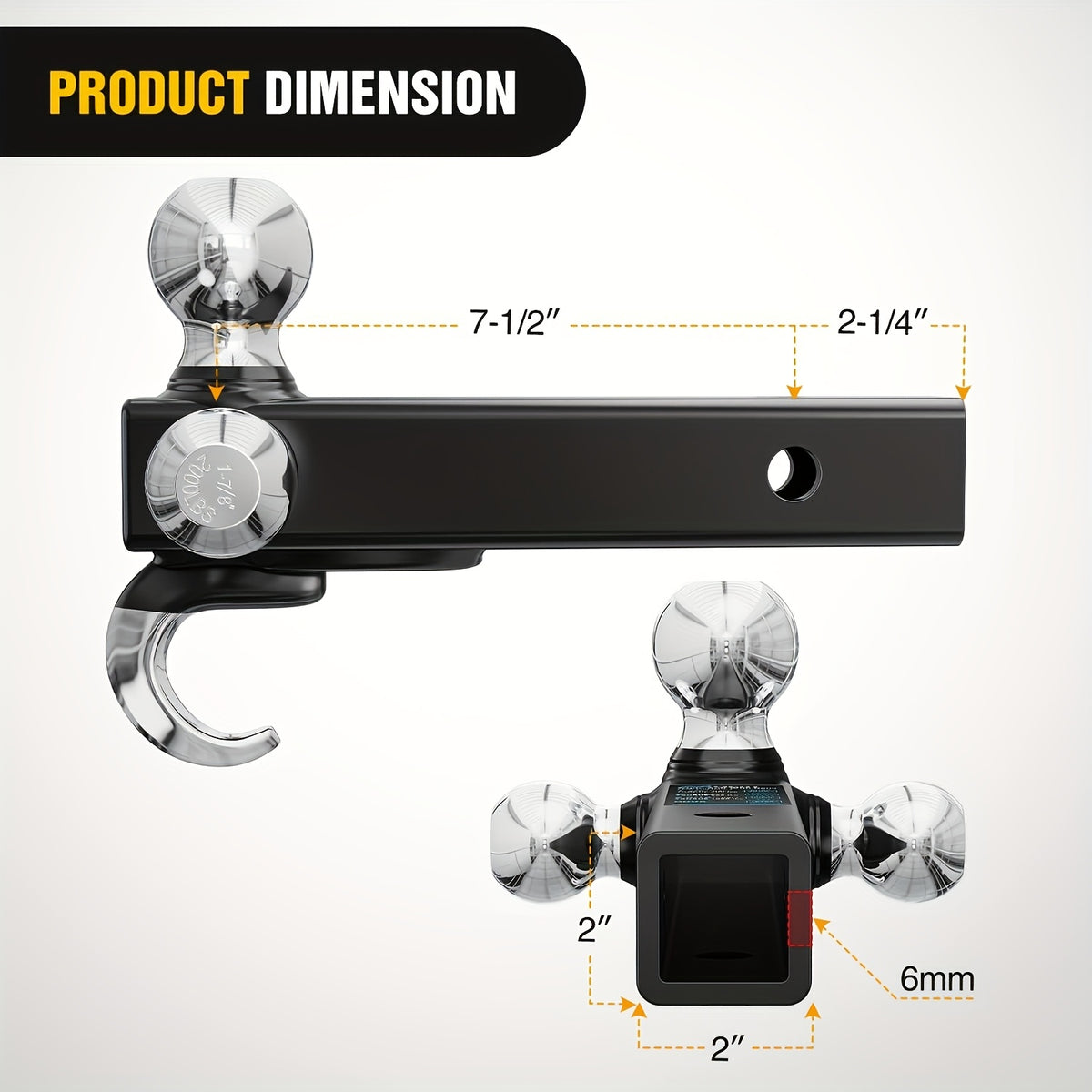 2Inch 45000 LBs Shackle Hitch Receiver Breaking Strength 3/4" D Ring Shackle W/Trailer Hitch Pin Heavy Duty Solid Recovery Towing Kit For Trucks Jeeps Off Road
