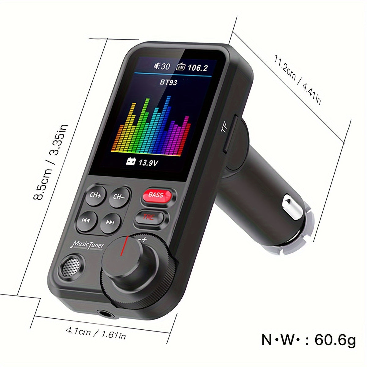 for Car FM Wireless Transmitter with 1.8” Color Screen, BT Wireless Adapter, Powerful Microphone, FM Modulator, 18W Car Charger Compatible, Hands-Free Calls & Music Streaming, Compatible for Smartphones/Tablets in Vehicle Stereo