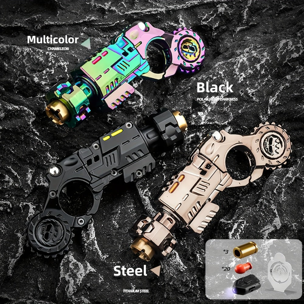 Metal Fidget Gun EDC Spinner Toy for Adults & Men – Alloy Steel Decompression Finger Spinner with 3 Reusable Shells & 20 Bullets, Cool Stress Relief Desk Toy, Unique Gift, Multicolor or Black