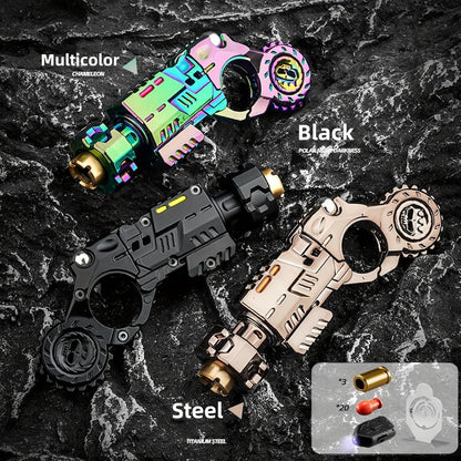 Metal Fidget Gun EDC Spinner Toy for Adults & Men – Alloy Steel Decompression Finger Spinner with 3 Reusable Shells & 20 Bullets, Cool Stress Relief Desk Toy, Unique Gift, Multicolor or Black