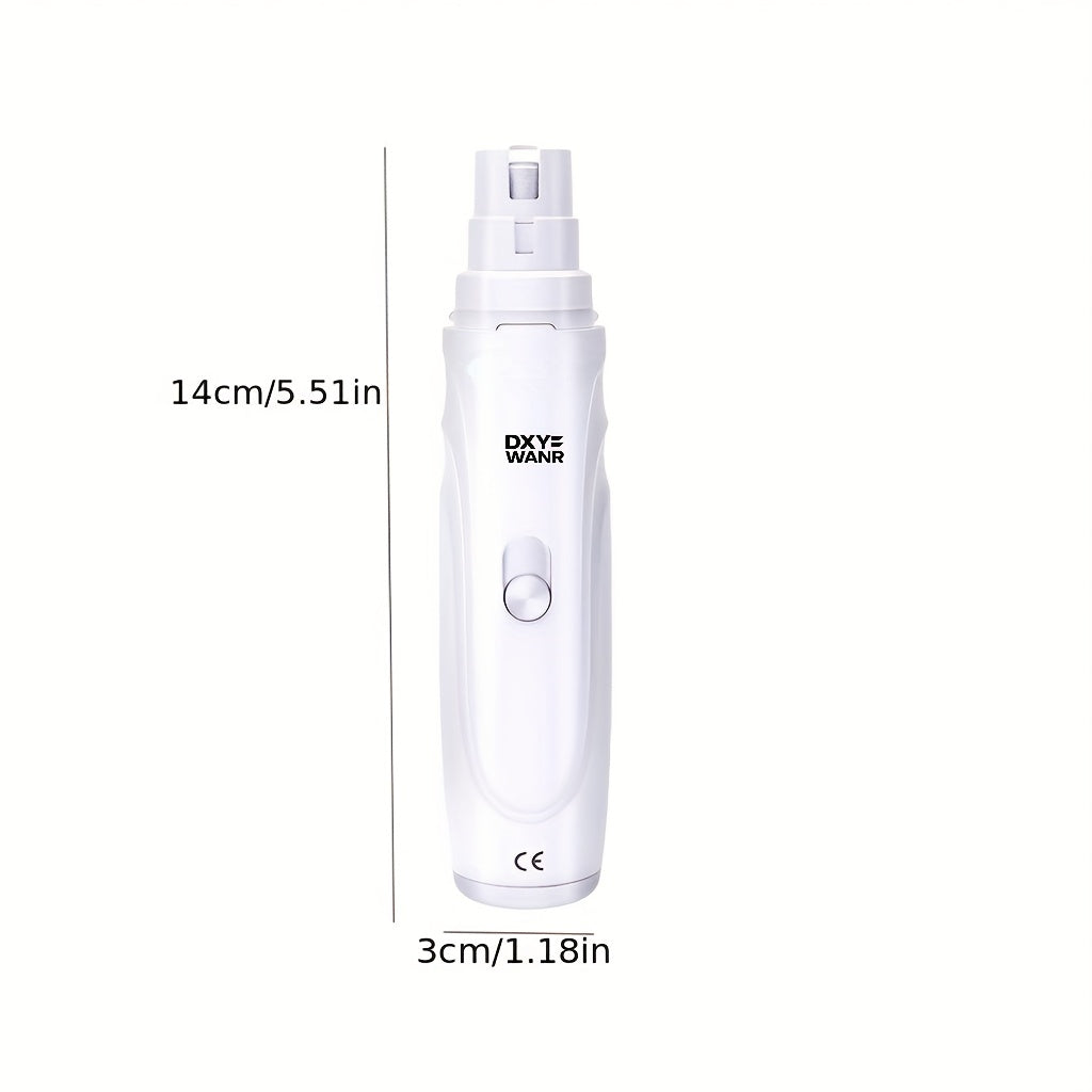 Electric Pet Nail Grinder 2-Speed 3-Port - Rechargeable Quiet Dog Cat Nail Trimmer with 3 Hour Battery Life, Painless Paw Nail Polisher for Small Medium Large Dogs All Breeds, White