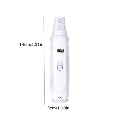 Electric Pet Nail Grinder 2-Speed 3-Port - Rechargeable Quiet Dog Cat Nail Trimmer with 3 Hour Battery Life, Painless Paw Nail Polisher for Small Medium Large Dogs All Breeds, White