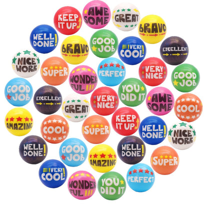 Motivational Squeeze Stress Balls 24 Pack Multicolor – Soft 2.48" Squishy Balls with Positive Affirmation Slogans for Classroom Prizes, Office Stress Relief, Team Building Rewards & Party Favors