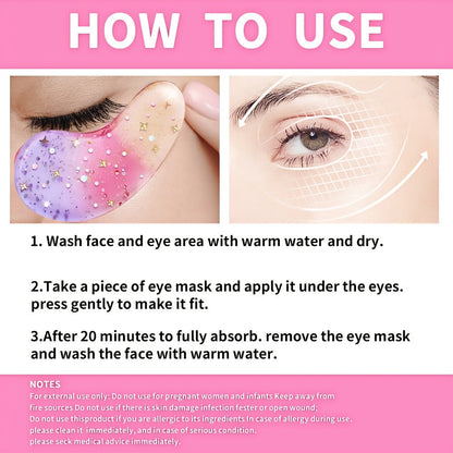 Collagen Eye Patches 24 Pairs Tri-Color Crystal Under Eye Mask - Hydrating, Chamomile, Hypoallergenic | All Skin Types | Men & Women | Travel Essential