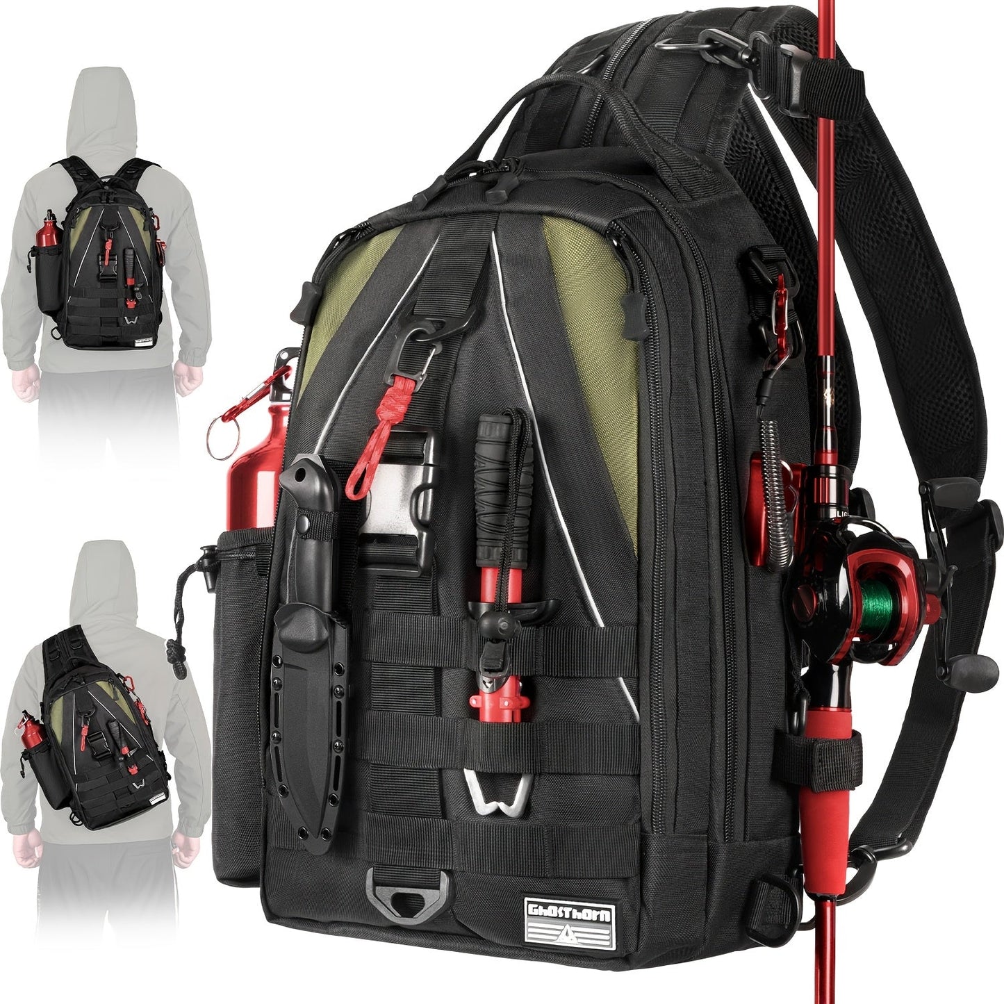 Waterproof Fishing Backpack Tackle Sling Bag – Rod Holder Daypack for Shore, Kayak & Fly Fishing | Men Women Outdoor Gear