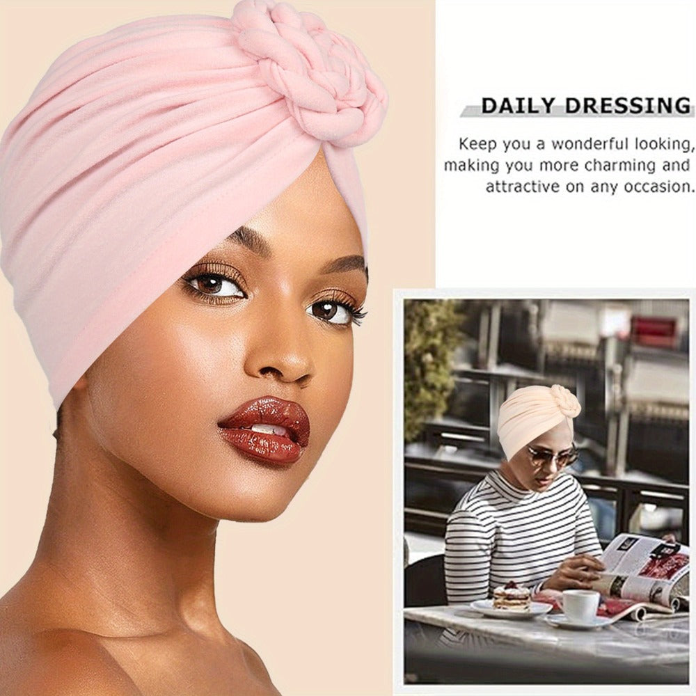 Boho Turban Headbands for Women 5 Pack – African Indian Style Twisted Knot Knit Hair Wrap Hat Retro Ethnic Fashion Head Scarf Baotou Cap Mixed Colors Versatile Headband Set