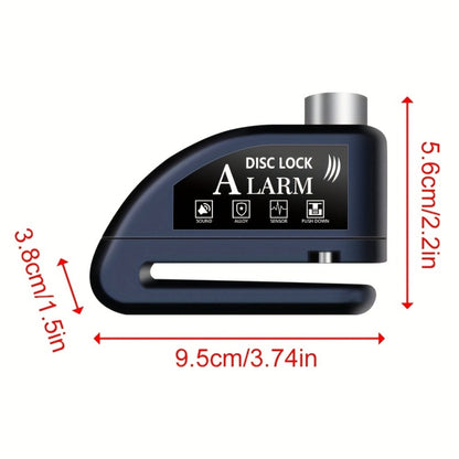 Motorcycle Disc Brake Lock with Alarm 110dB Anti-Theft Security Lock 500mAh Rechargeable USB Motorbike Wheel Lock with Reminder Rope and Lanyard