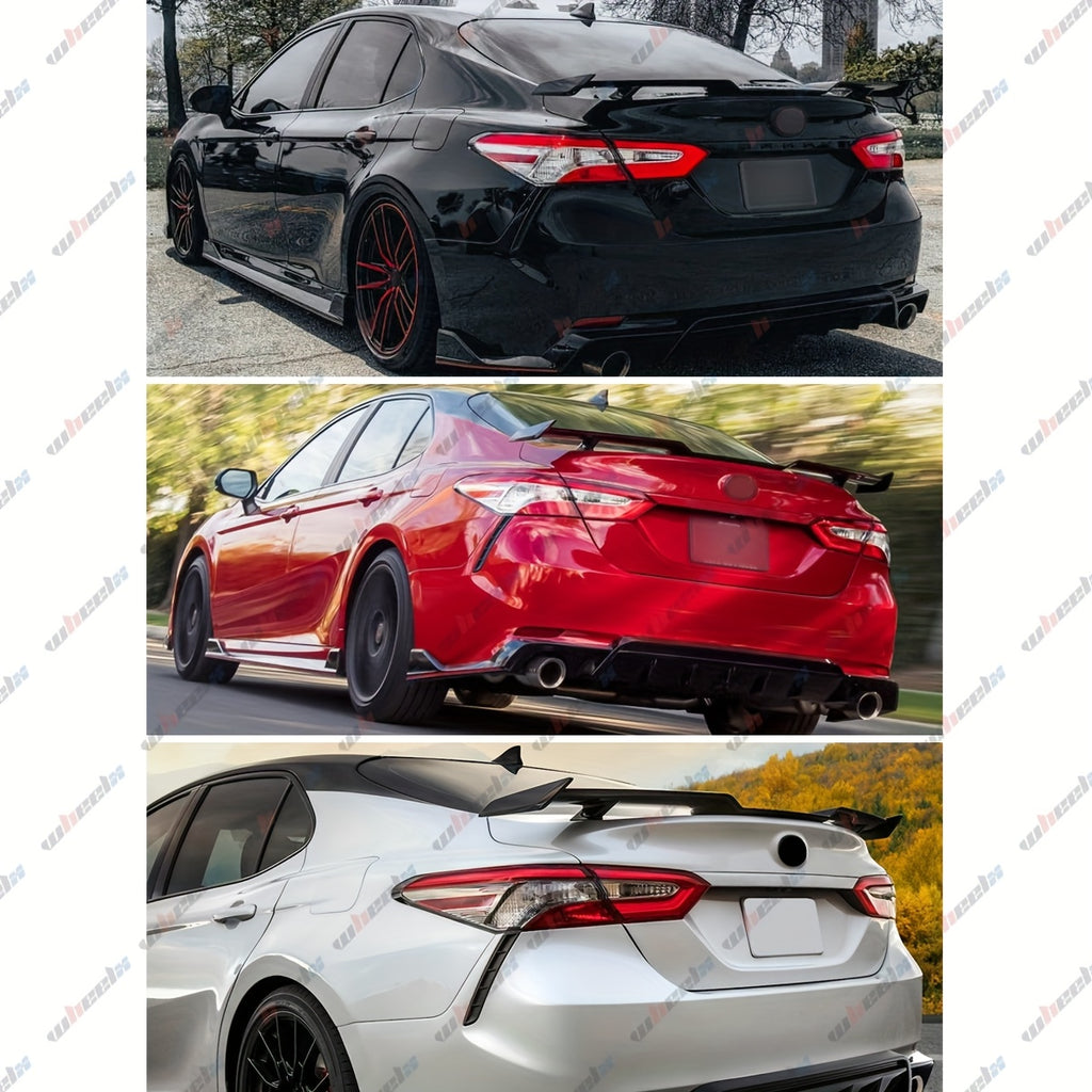 Highkick Trunk Spoiler Wing Lip Compatible with 2018-2024 8th Gen Toyota Camry/ 10th Gen Honda Accord, JDM Style, Gloss Black/ Matte Black/ Carbon Fiber
