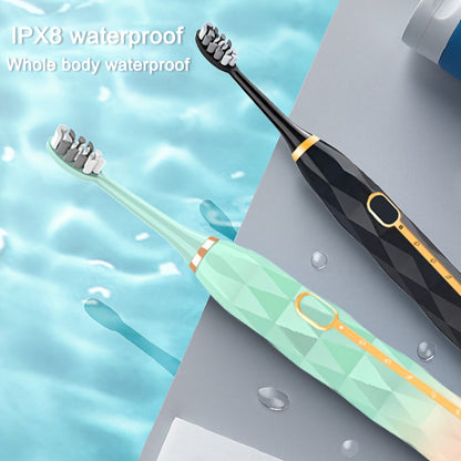 IPX8 Sonic Electric Toothbrush with 8 Replacement Brush Heads — Metal Shaft, USB Rechargeable 500mAh, Travel Case & Holder, Deep Plaque Removal for Adults Men & Women, 5 Colors