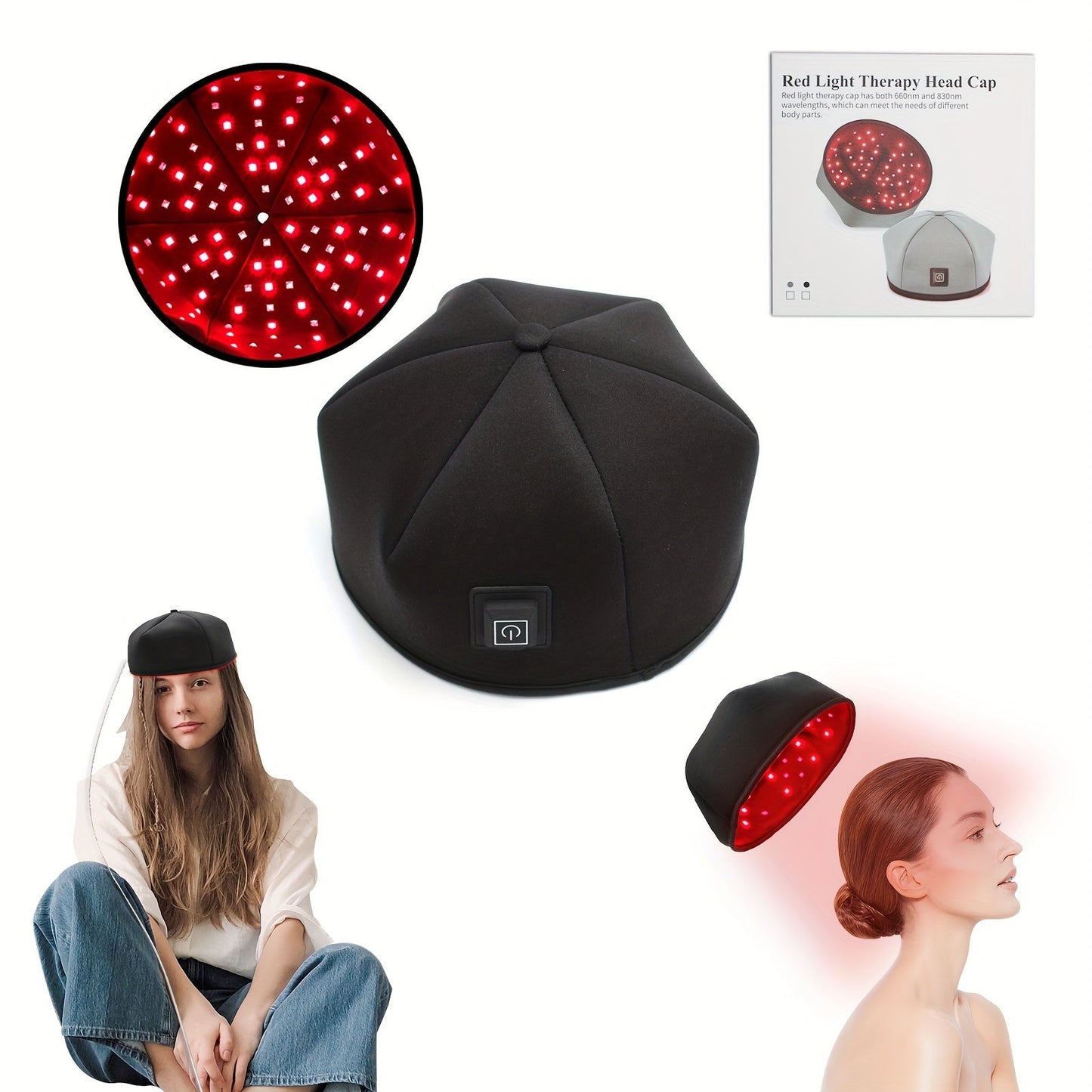 Red Light Therapy Cap for Hair Growth & Scalp Care – 120 LEDs, 630nm Red Light & 820nm Near Infrared, Wearable LED Hair Therapy Helmet, Father's Day Gift for Men & Women, Black & Gray