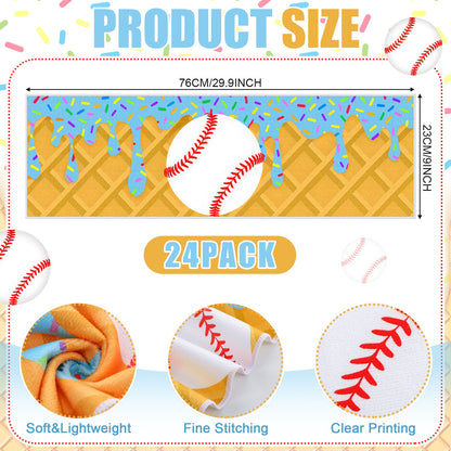 Sports Ice Towels 24-Pack – 30”×9” Mini Microfiber Cooling Towel for Baseball, Softball, Golf, Football, Yoga & Running, Breathable Sweat-Absorbing Chilling Cloth, Bulk Team & Coach Gift Set