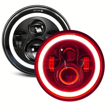 2pcs 7 Inch Round LED Headlight with Clourful Drl And Amber/Blue/Green/Red/Pink Turn Signal, High/low Beam Approved for JEEP for Wrangler JK TJ CJ