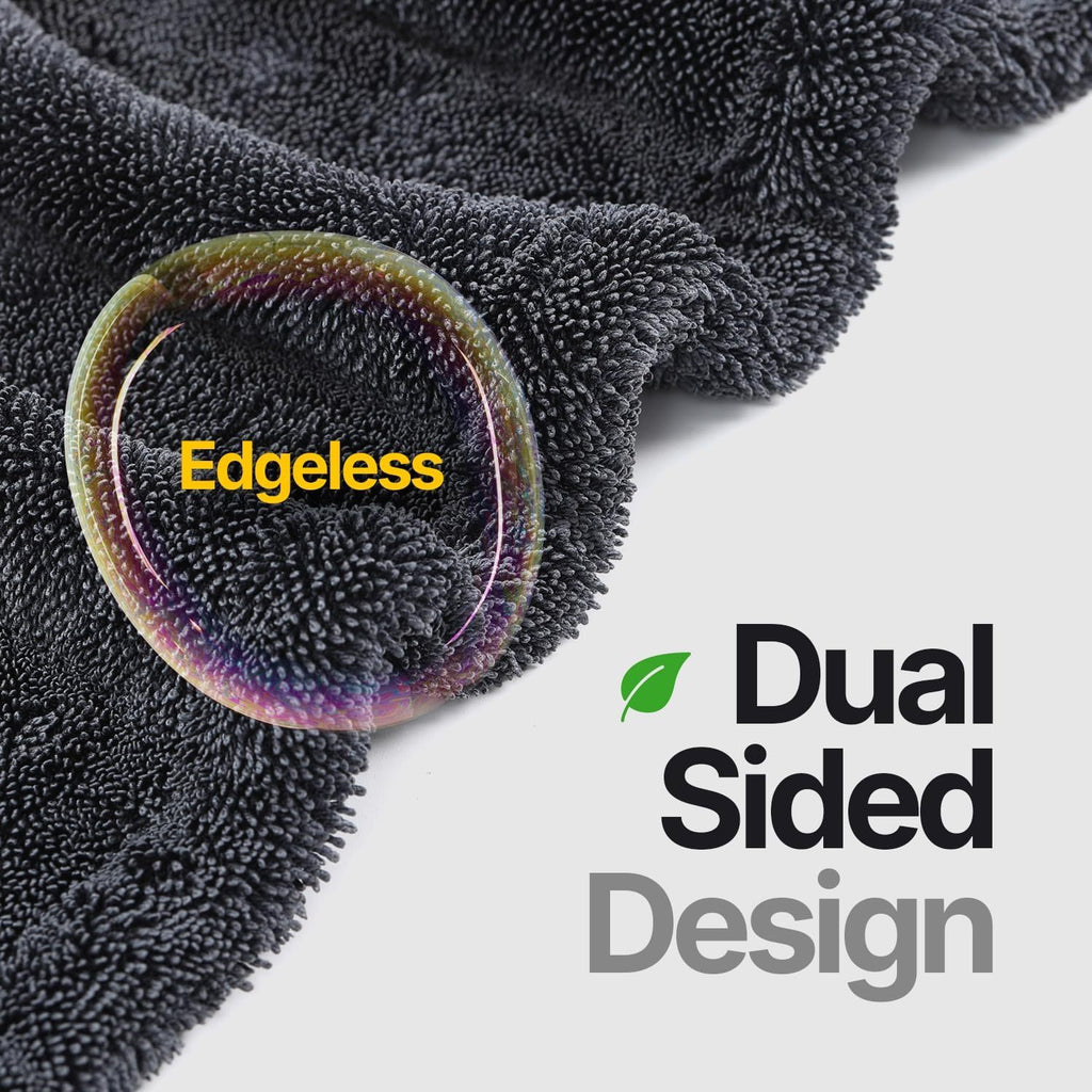 Extra Large Pack of 2 Double Twisted Loop Quick-Drying Towel | 24X36 Inches 1400GSM And 12X12 Inches | High Absorbency | Leaving No Streaks | Designed for Car Detailing