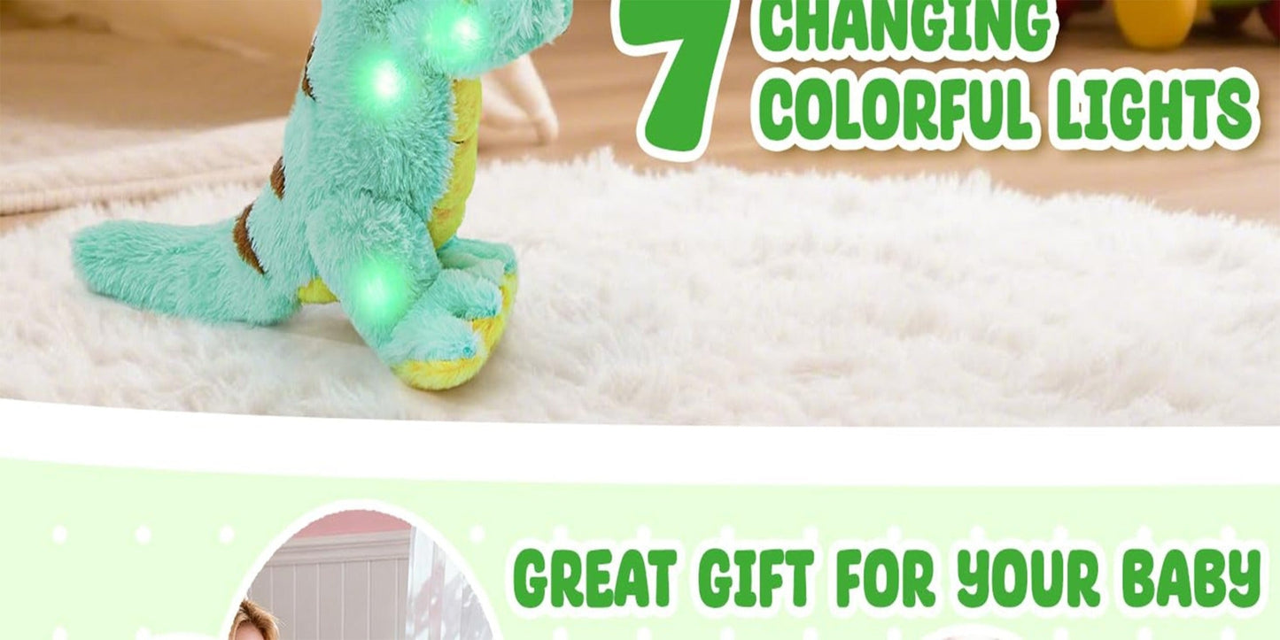 Dinosaur Stuffed Animal Light Up Musical T-Rex Plush Toy for Kids – Glowing Tyrannosaurus Rex with Sound Effects, Soft Cuddly Dino Plush, Birthday Easter Christmas Gift for Boys Girls Ages 3+