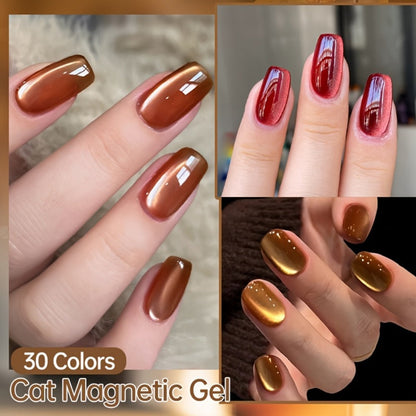 Cat Eye Gel Polish 15ml Plum Bordeaux Magnetic Soak Off UV LED – 3D Light-Shifting Effect Quick Dry Semi-Permanent Long-Lasting Fall Winter Dark Nail Colors for DIY & Salon Nail Art Women