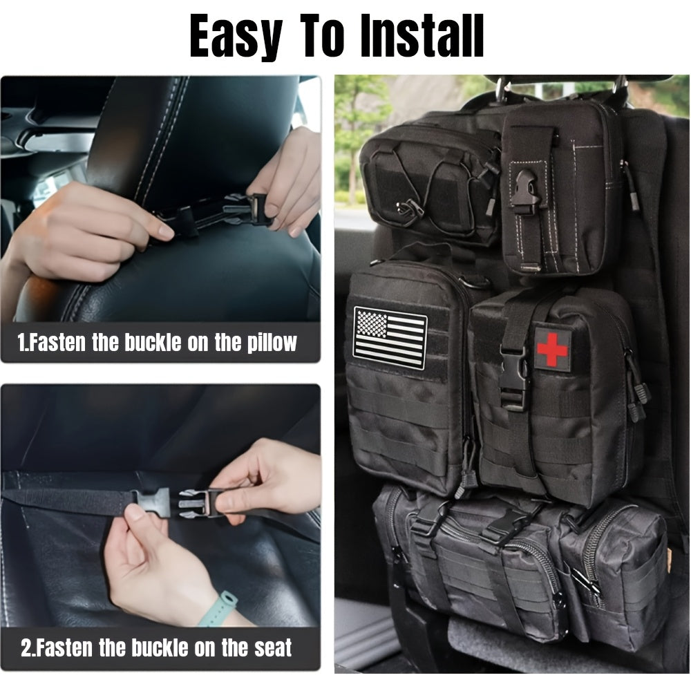[Universal] Car Seat Back Organizer, Upgrade Vehicle Panel Organizer with 5 Detachable MOLLE Pouches for Vehicles Such As Jeep, Truck, SUV, Etc Multipurpose Car Organizer Hanging Travel Accessories Organizer Comes with 6pcs Keychains