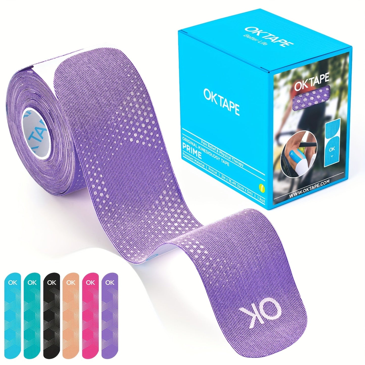 Sports Kinesiology Tape 20 Precut Strips Purple Reflective – Elastic Synthetic Athletic Muscle Support Tape, Quick Adhesion, 2" x 10" Each, Waterproof Performance K Tape for Running, Gym & Injury Recovery