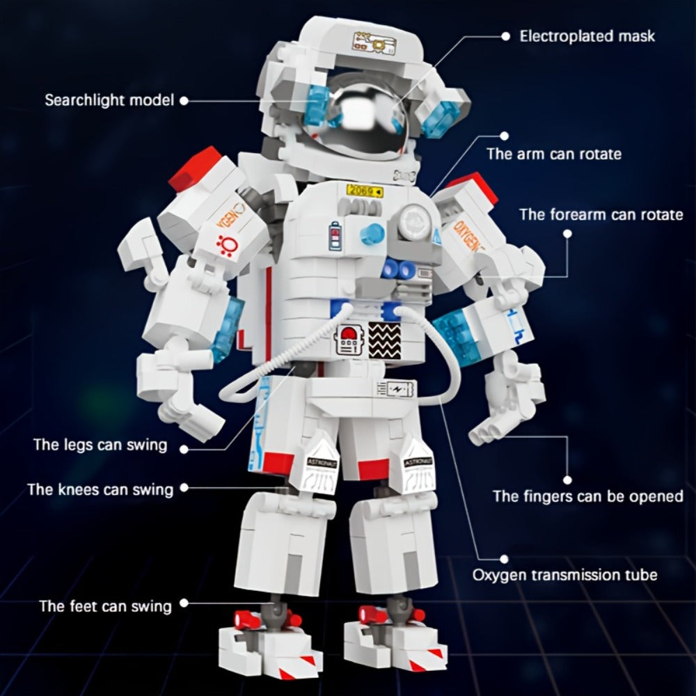Astronaut Space Building Blocks 623 Piece Micro Particle DIY Kit – Space-Themed Mini Bricks ABS Assembly Desk Decor Stress Relief Gift for Boys Girls Teens Adults Birthday Easter Christmas