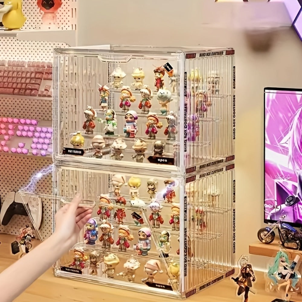 4-Tier Acrylic Figure Display Case with Magnetic Design – Clear Collector Showcase Box for Action Figures Dolls Funko Pop Anime Desktop Organizer
