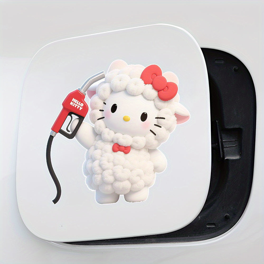 Sanrio Licensed Hello Kitty Sheep Car Decal - Cute Cartoon Vinyl Sticker for Fuel Tank, Durable Weather-Resistant Automotive Exterior Decoration, Pet Car Accessories, Playful Vehicle Accessory, Kawaii Style, Longlasting Adhesive, Kawaii Lovers, Auto