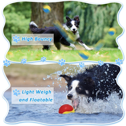 Squeaky Dog Balls High Bounce 2.5in Chew Teething Toy for Dogs - Durable Rubber Interactive Play & Training Ball Compatible with Ball Launcher, Pack of 1 3 6, Puppy to Large Dog, No Battery Needed