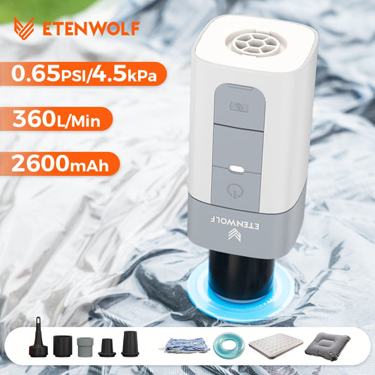 2600mAh Portable Electric Air Pump Super Fast Inflation for Air Cushion Vacuum Storage Bags Swimming Ring Sleeping Bag – Compact Lightweight Outdoor Camping Sports Travel Inflator with Backpack Pendant